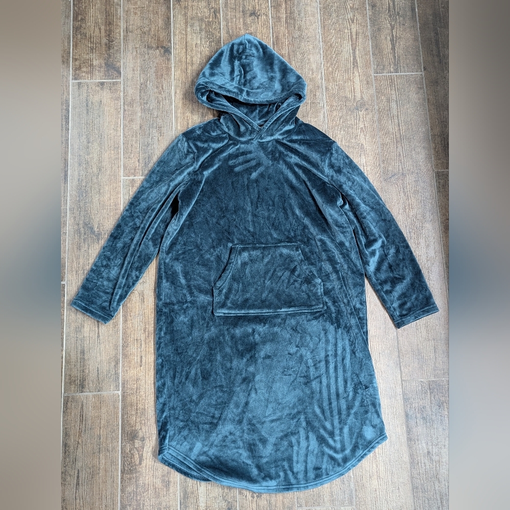 32 Degrees Heat Sleep Adult (L/XL)Teal Cozy Plush Hooded Lounger - Picture 4 of 4